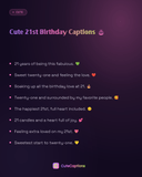 Cute 21st Birthday Captions